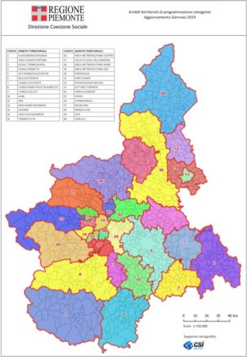 Cartina Distretti Coesione Sociale Piemonte